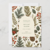 Green Red Whimsisical Floral Watercolor Feriencard (Vorderseite)