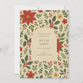 Green Red Whimsisical Floral Watercolor Feriencard (Vorderseite)
