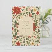 Green Red Whimsisical Floral Watercolor Feriencard (Stehend Vorderseite)