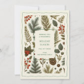 Green Red Whimsisical Floral Watercolor Feriencard (Vorderseite)