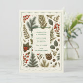 Green Red Whimsisical Floral Watercolor Feriencard (Stehend Vorderseite)