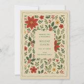 Green Red Whimsisical Floral Watercolor Feriencard (Vorderseite)