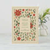 Green Red Whimsisical Floral Watercolor Feriencard (Stehend Vorderseite)