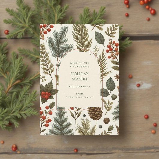 Green Red Whimsisical Floral Watercolor Feriencard