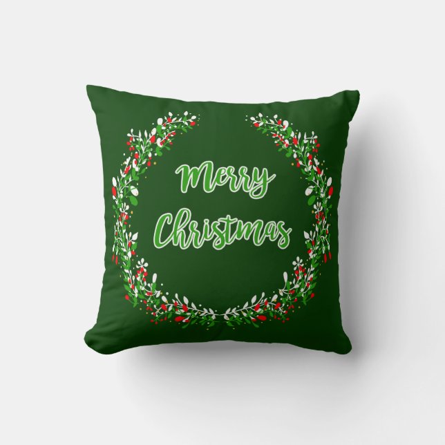 Green Red White Christmas Pillow Kissen (Vorderseite)