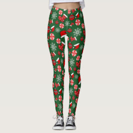 Green Red White Frohe Weihnachten Leggings