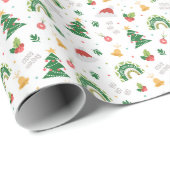 Green Red White fröhlich frohe Weihnachten Geschenkpapier (Rolleneckpunkt)