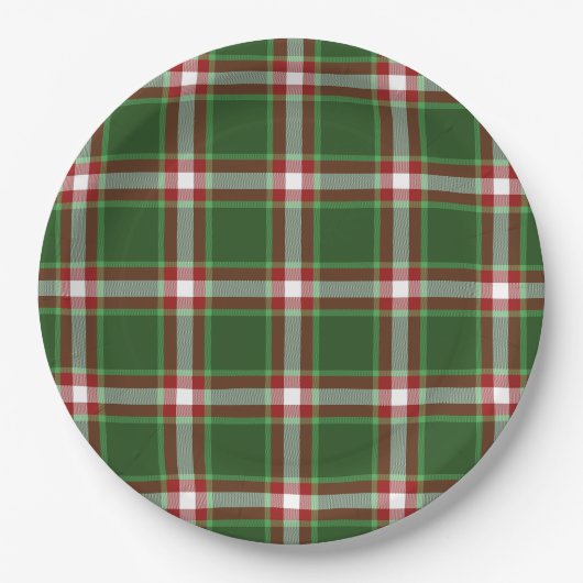 Green Red White Red Buffalo Lumberjack Muster Pappteller (Vorderseite)