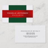 Green Red White Schlicht Manager Business Card Visitenkarte (Vorne/Hinten)