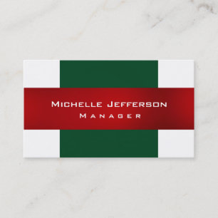 Green Red White Schlicht Manager Business Card Visitenkarte