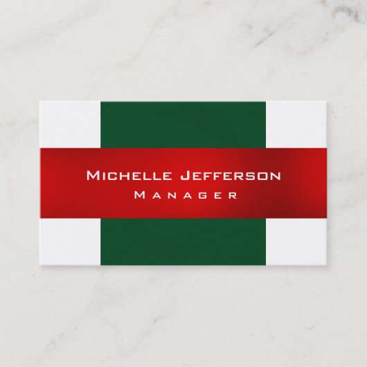 Green Red White Schlicht Manager Business Card Visitenkarte (Vorderseite)