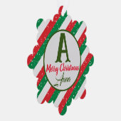 Green Red & White Simple Frohe Weihnachten Ornament Karte (Rechts)