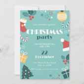 Green Red Yellow Niedlich Simple Christmas Party Einladung (Vorderseite)