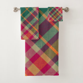 Green Red Yellow Scottish Tartan Plaid Badhandtuch Set