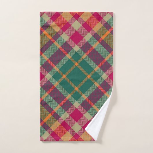 Green Red Yellow Scottish Tartan Plaid Badhandtuch Set (Handtuch)