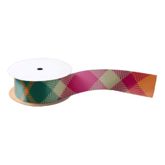 Green Red Yellow Scottish Tartan Plaid Satinband