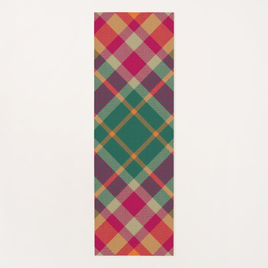 Green Red Yellow Scottish Tartan Plaid Yogamatte (Vorderseite)