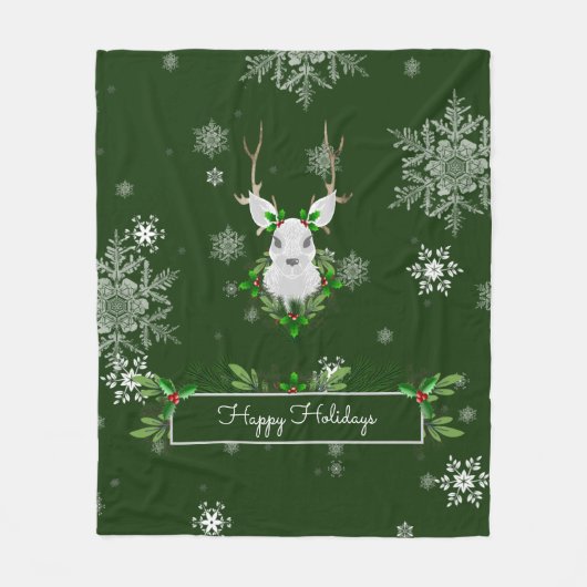 Green Reindeer Fleece Blanket (Vorderseite)