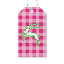 Green Reindeer Pink Gingham