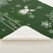 Green Reindeer Sherpa Blanket Sherpadecke (3/4)