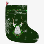 Green Reindeer Strumpf Großer Weihnachtsstrumpf (Vorderseite)