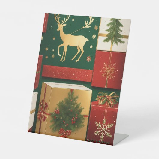 Green Reindeer Ugly Christmas Sweater Pattern –... Sockelschild (Vorderseite)