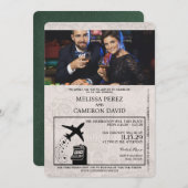 Green Reno Passport Hochzeit Einladung (Vorne/Hinten)