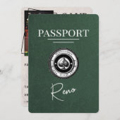 Green Reno Passport Save the Date (Vorne/Hinten)