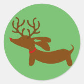 Green Rentier Dackel Holiday Umschlag Aufkleber (Vorderseite)