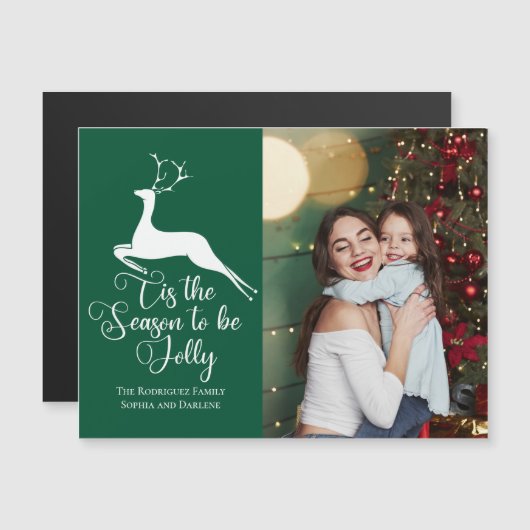 Green Rentier Weihnachts-Foto Dieses Jahr Magnet (Vorne/Hinten)