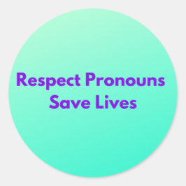 Green Respect Pronouns Rette Leben Runder Aufkleber