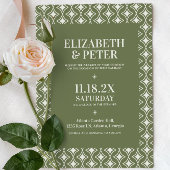 Green Retro 70er Geometric Wedding Einladung