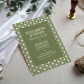 Green Retro 70er Geometric Wedding Einladung