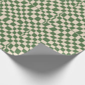 Green Retro 70er Groovy Wavy-Checkered Muster Geschenkpapier (Ecke)