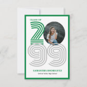 Green Retro Big Numbers Abschluss Foto Einladung (Vorderseite)
