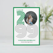 Green Retro Big Numbers Abschluss Foto Einladung (Stehend Vorderseite)