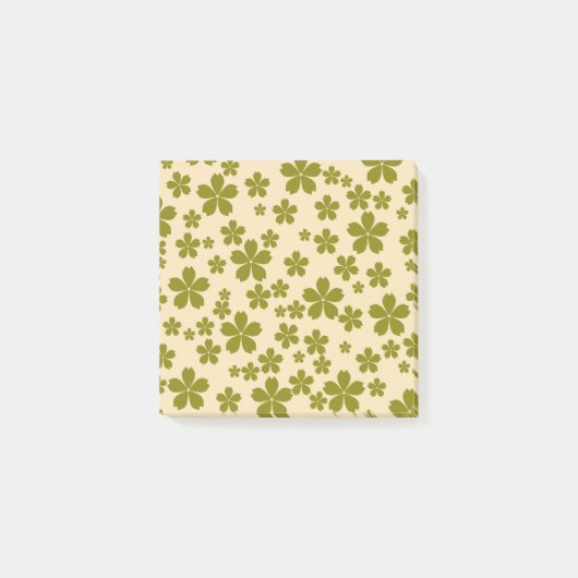 Green Retro Blumen Spring & Summer Workspace Post-it Klebezettel (Vorderseite)
