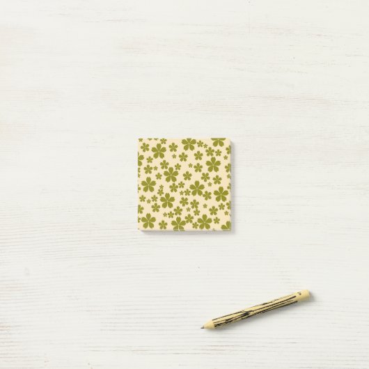 Green Retro Blumen Spring & Summer Workspace Post-it Klebezettel (Auf Schreibtisch)