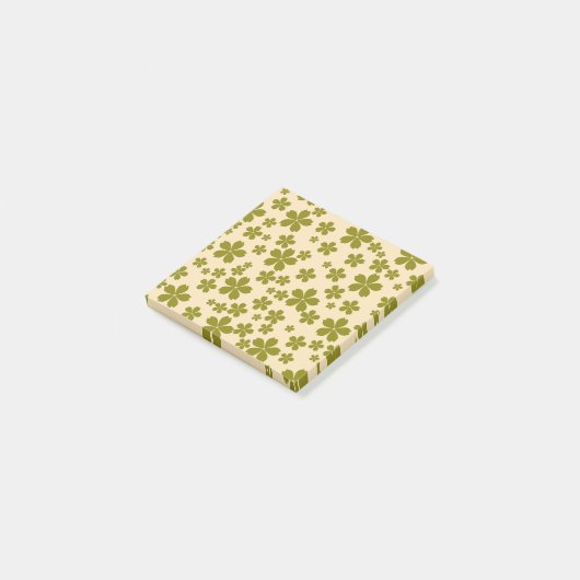 Green Retro Blumen Spring & Summer Workspace Post-it Klebezettel (angewinkelt)