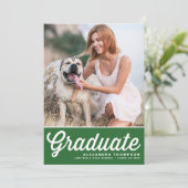 Green Retro Bold Typografy Foto Abschluss Ankündigung (Stehend Vorderseite)