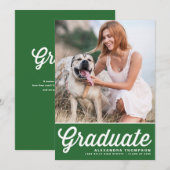 Green Retro Bold Typografy Foto Abschluss Ankündigung (Vorne/Hinten)