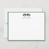 Green Retro Car Nursery Note Card Ankündigung (Vorderseite)