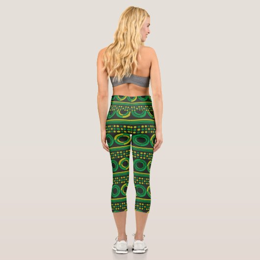 Green Retro Circles Capri Leggings (Rückseite)