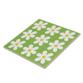 Green Retro Daisy Floral Pattern Fliese (Seite)