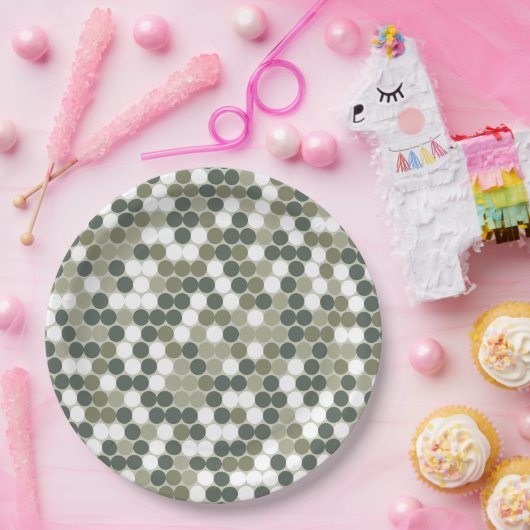 Green retro dots pappteller (Party)