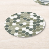 Green retro dots runder pappuntersetzer (Angewinkelt)