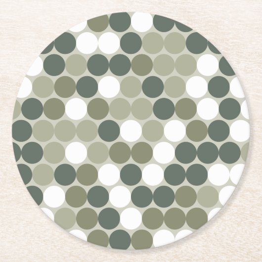 Green retro dots runder pappuntersetzer (Vorderseite)