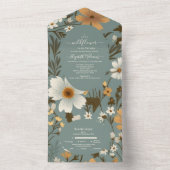 Green Retro eine kleine Wildblume Babydusche All In One Einladung (Innen Boden)