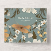 Green Retro eine kleine Wildblume Babydusche All In One Einladung (Rückseite)