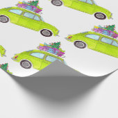 Green Retro Fiat 500 Weihnachtsgeschenke Wasserfar Geschenkpapier (Ecke)